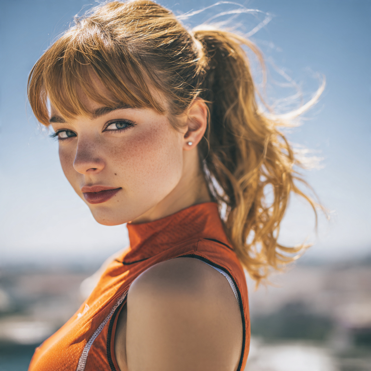 an attractive woman having easy sporty half up pon