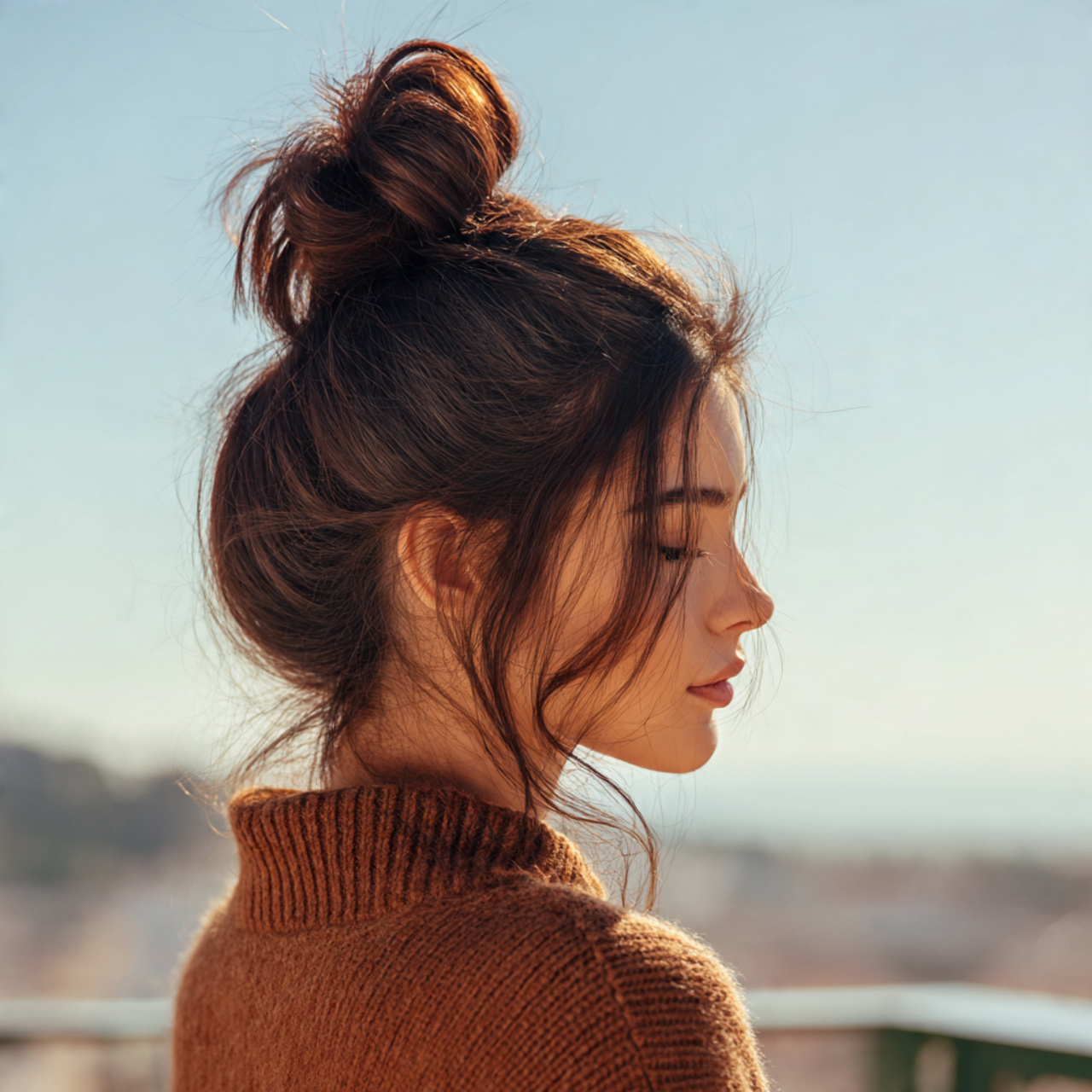 an attractive woman having easy straight hair top