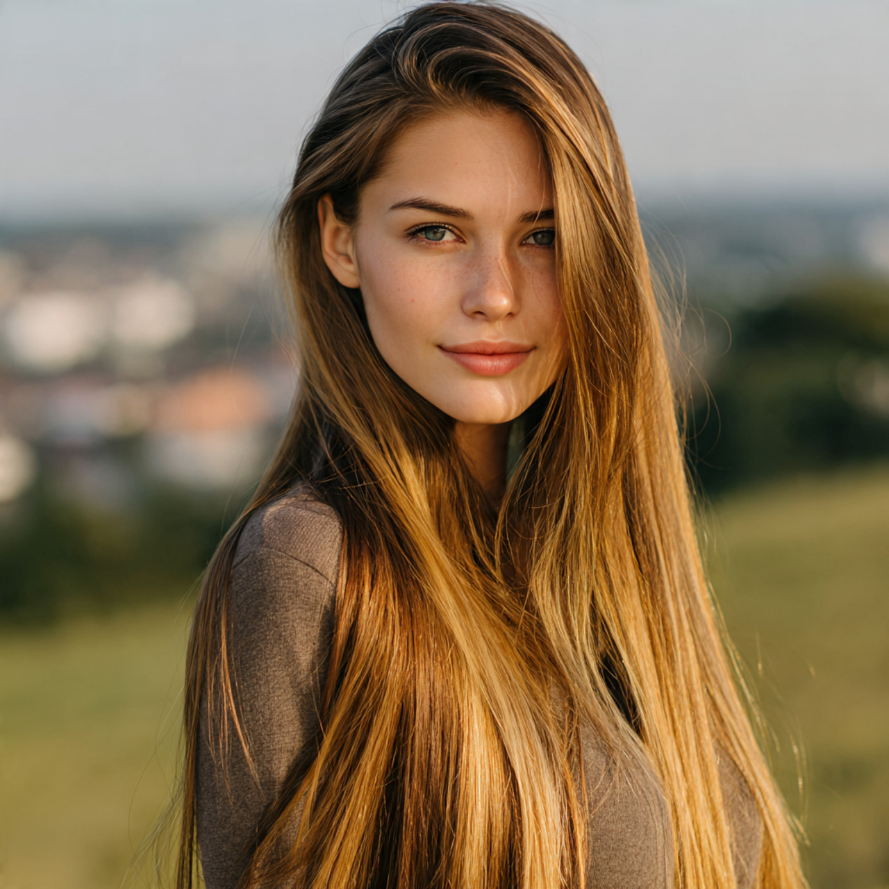 an attractive woman having easy straight hair tuck