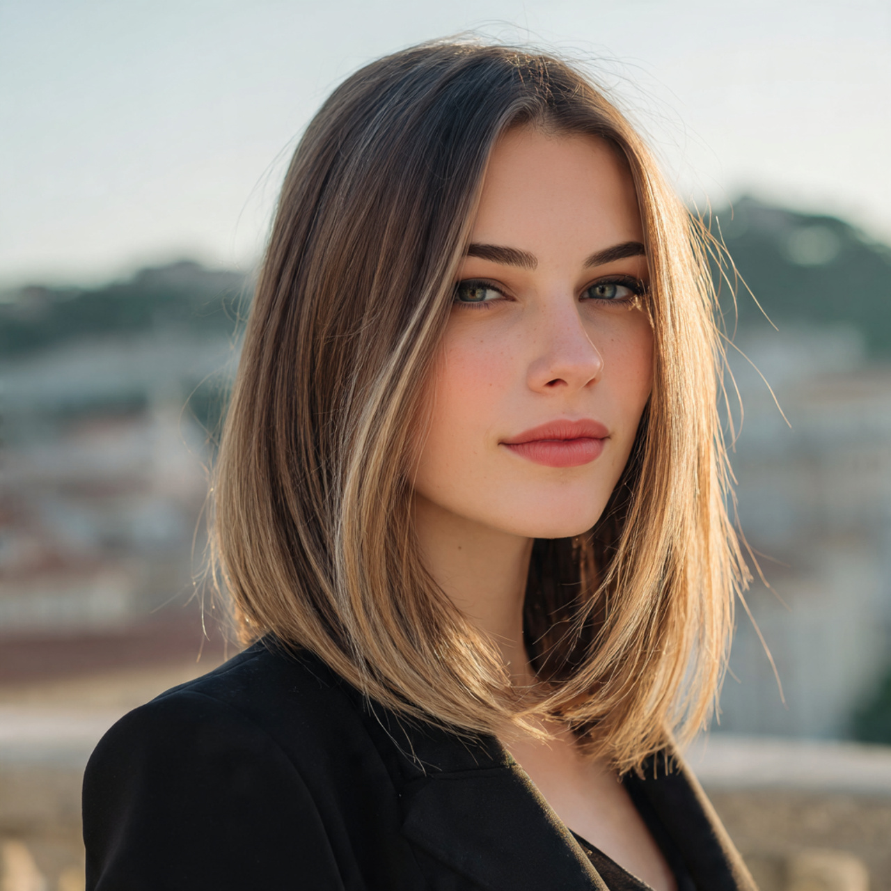 an attractive woman having easy straight sleek sty