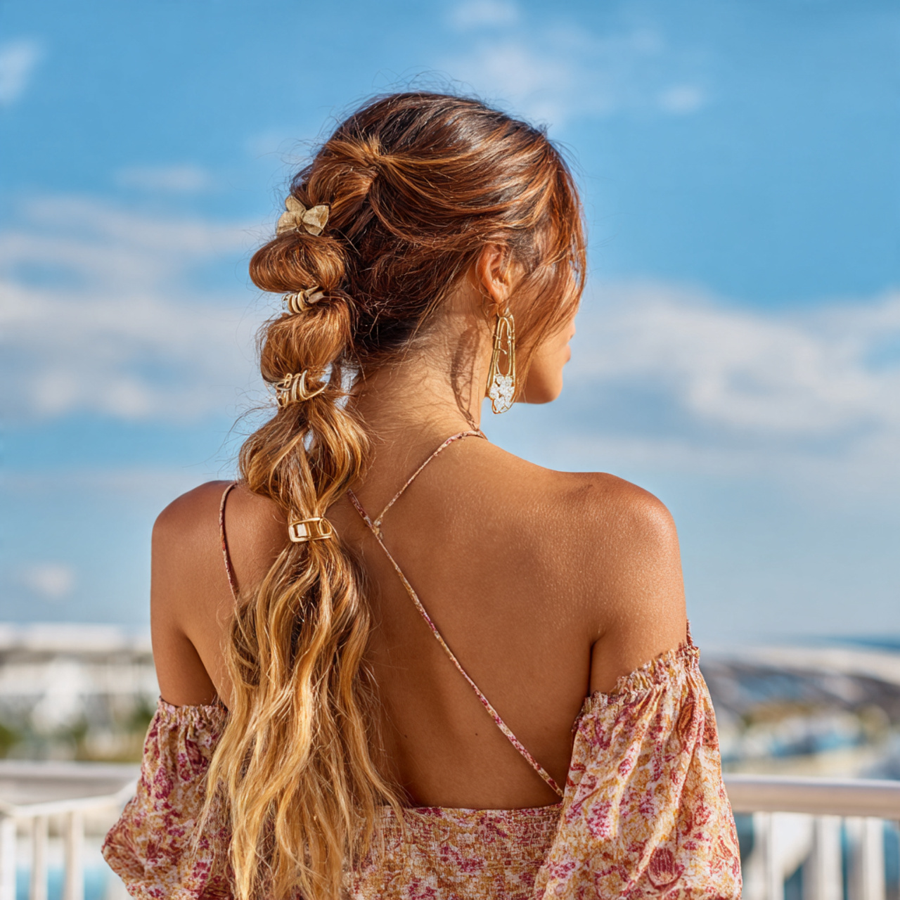 an attractive woman having easy summer claw clip t