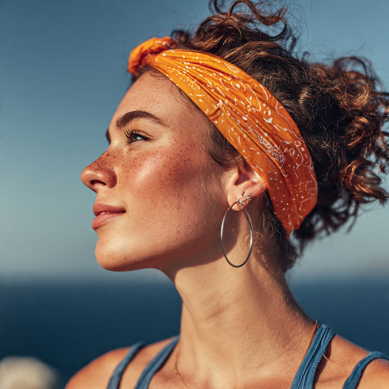 an attractive woman having easy summer headband st