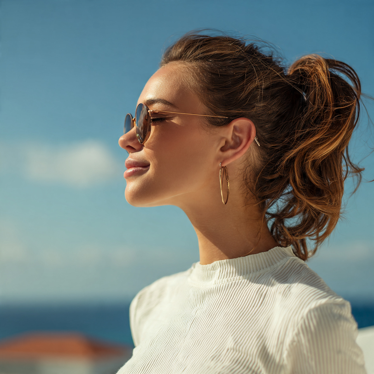 an attractive woman having easy summer high