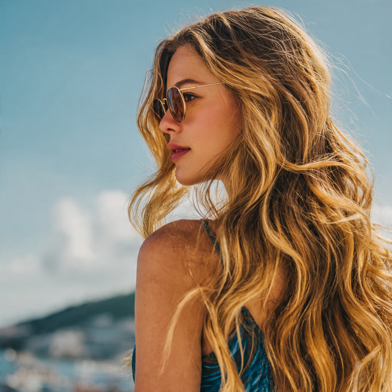 an attractive woman having easy summer loose beach