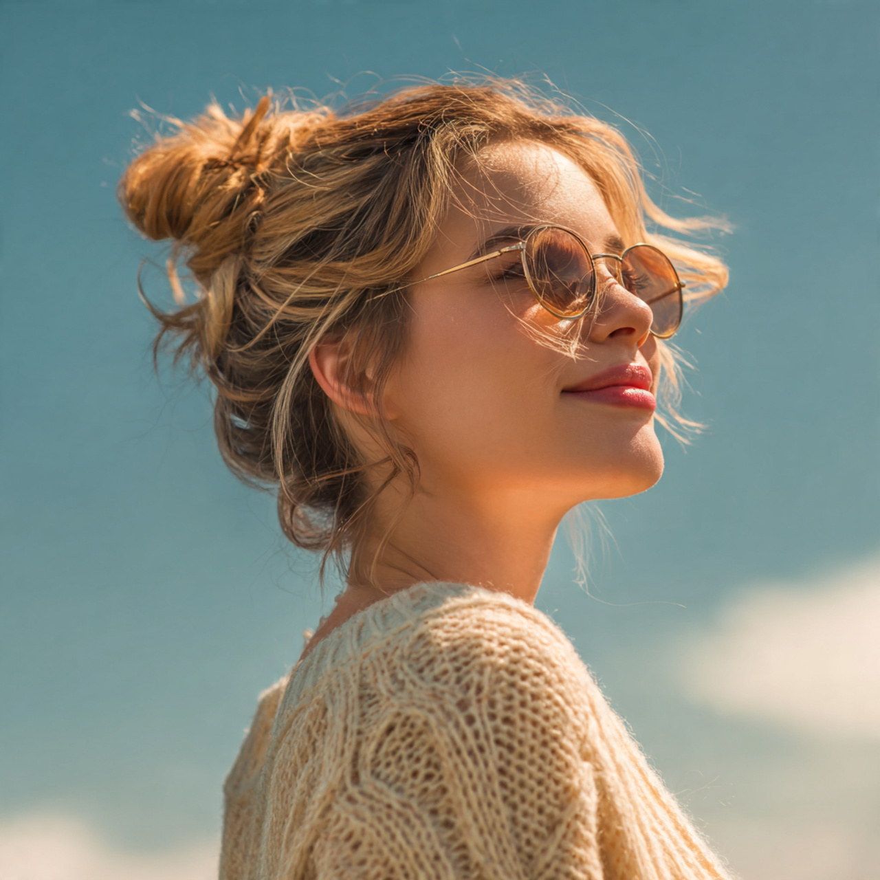 an attractive woman having easy summer messy bun h