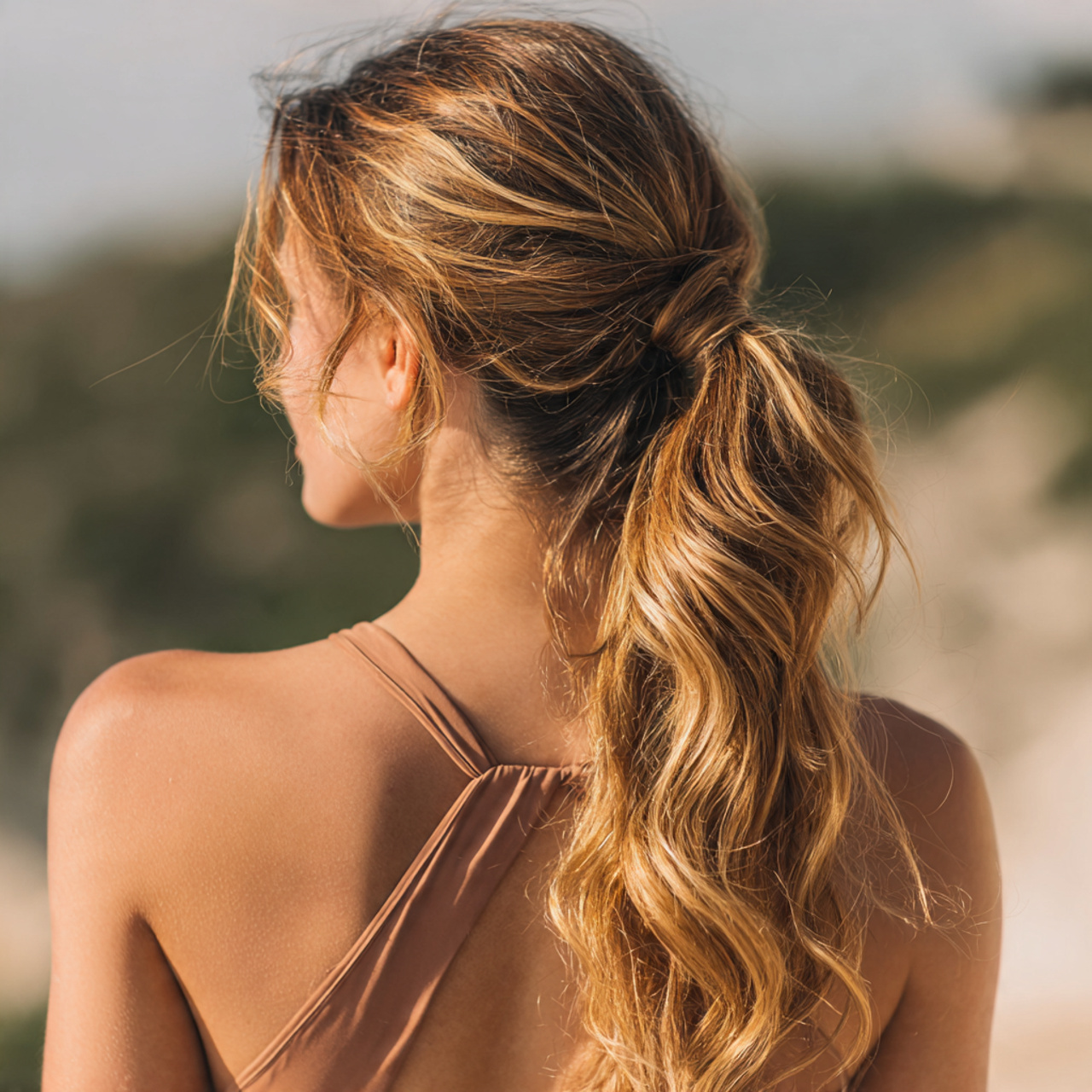 an attractive woman having easy summer soft low po