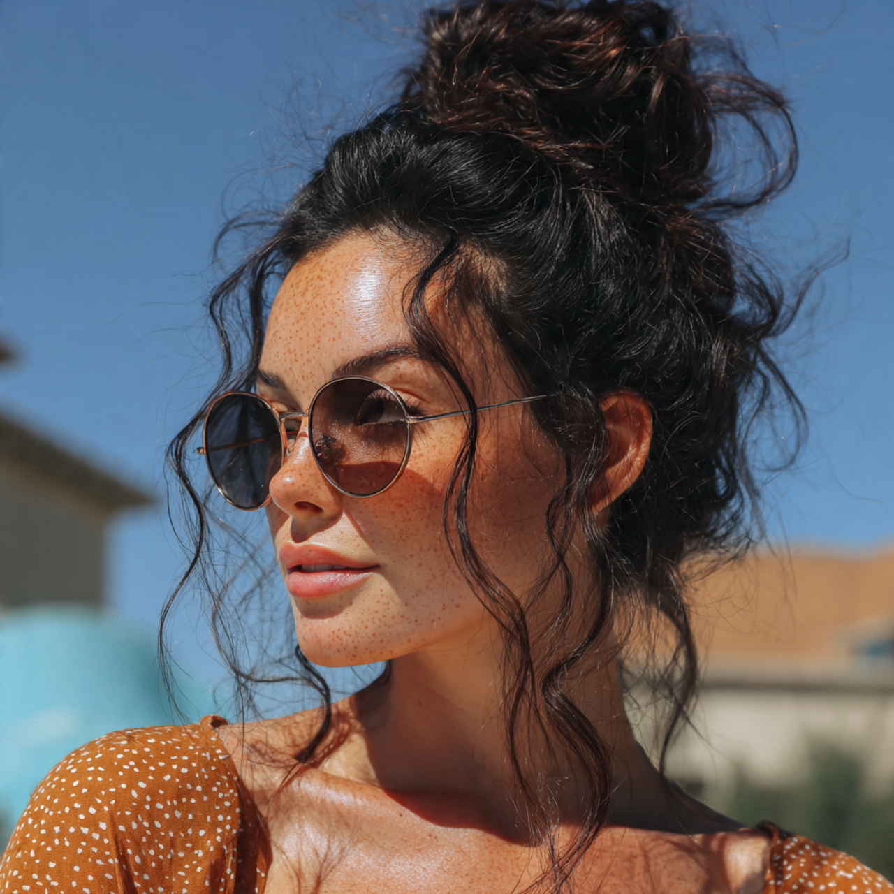 an attractive woman having easy summer textured to