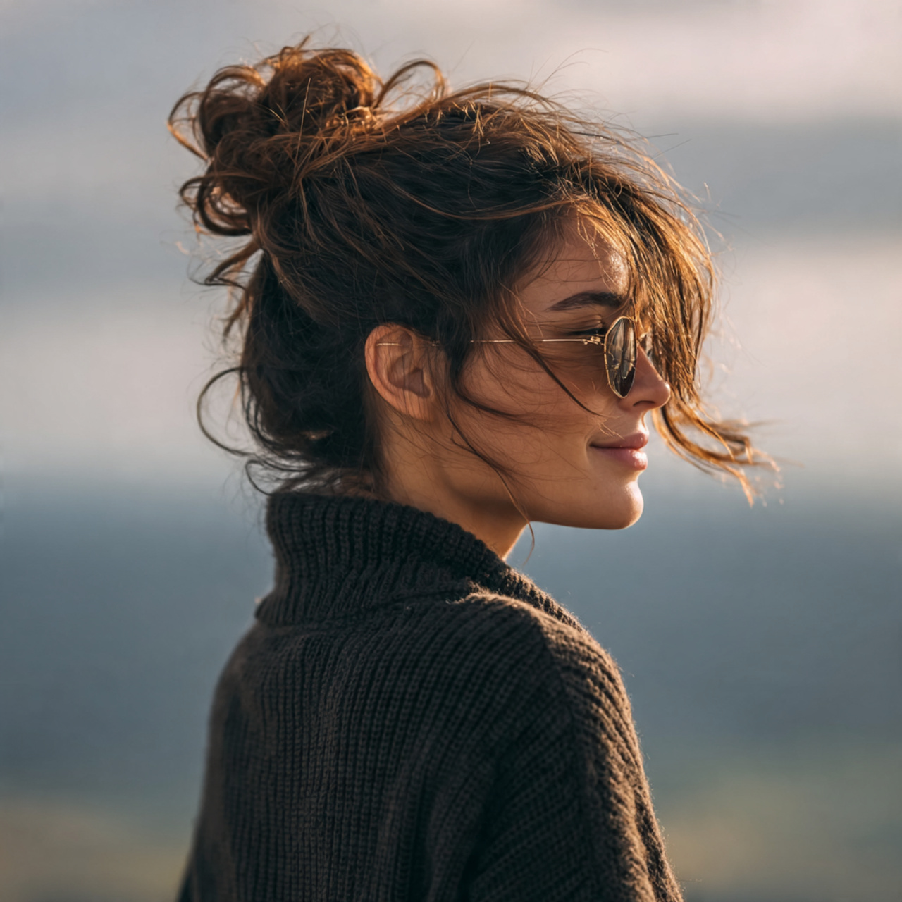 an attractive woman having easy textured messy bun 1