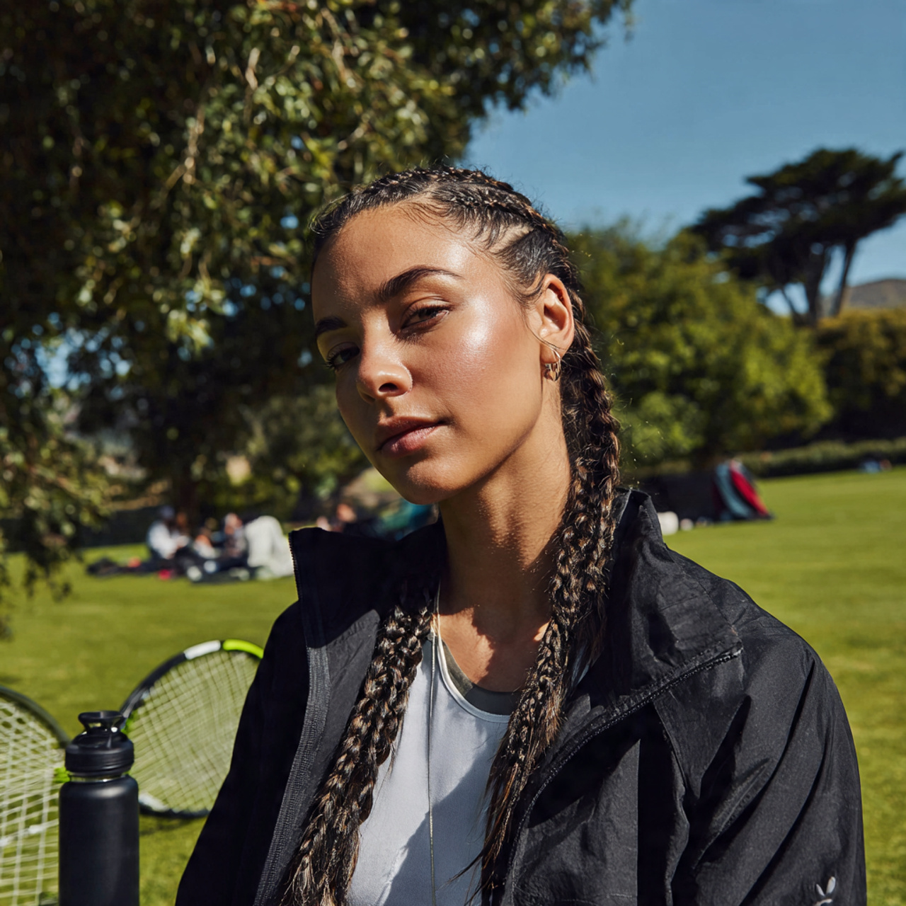 an attractive woman having easy tight boxer braids