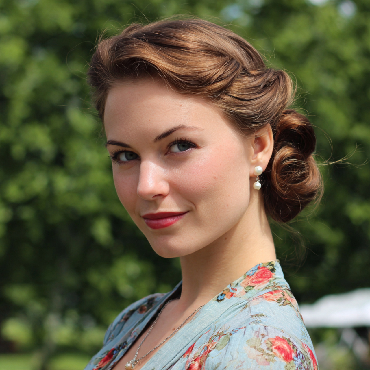 an attractive woman having easy vintage rolled sid