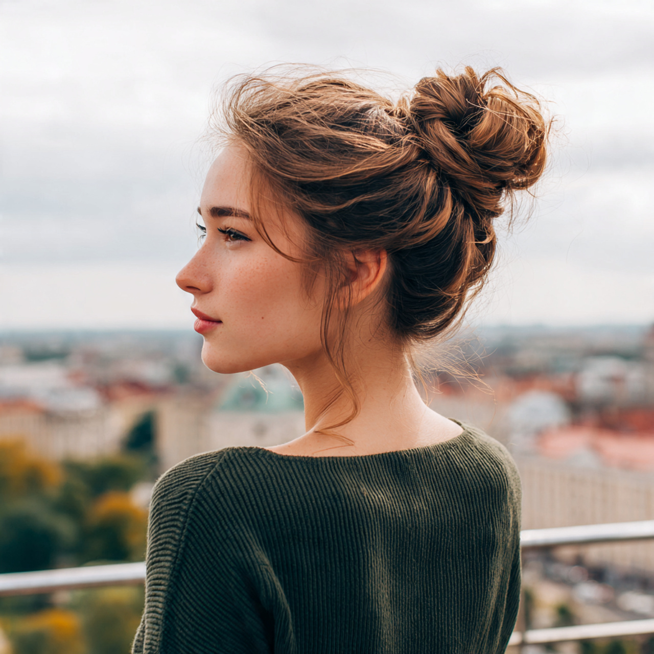 an attractive woman having everyday elastic bun ha