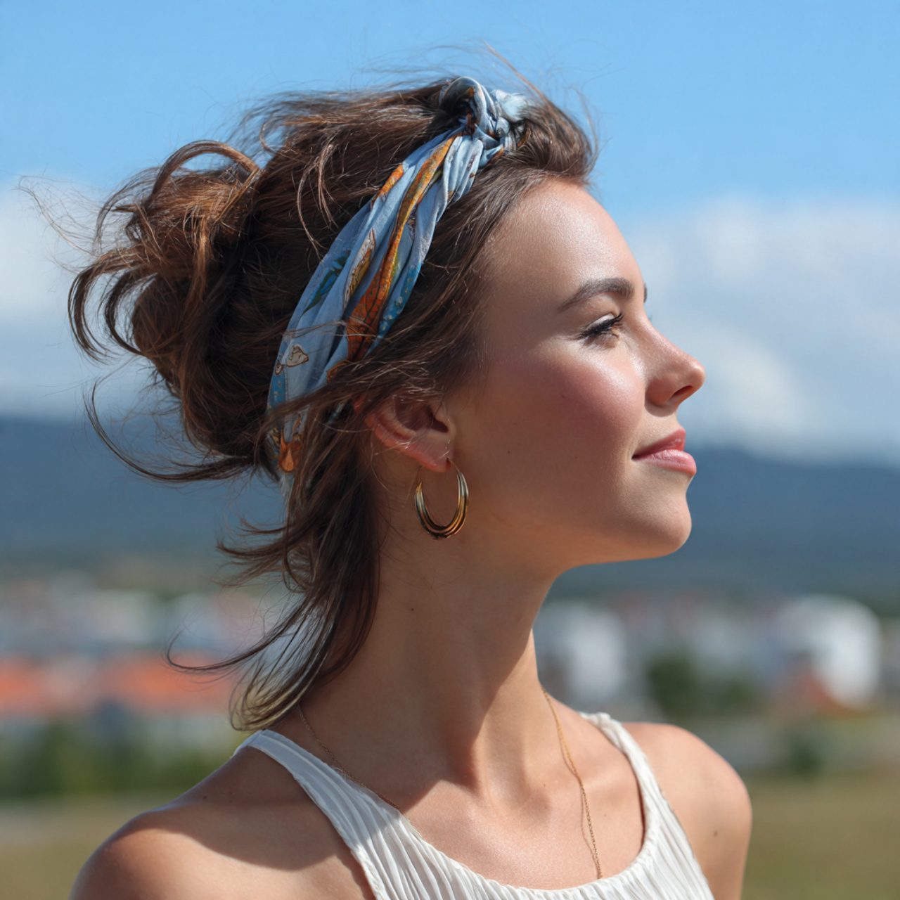 an attractive woman having fast easy headband tuck