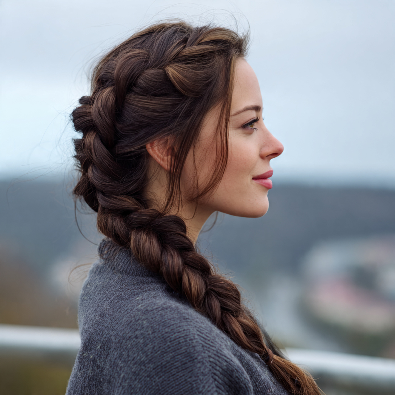 an attractive woman having fast easy simple braid
