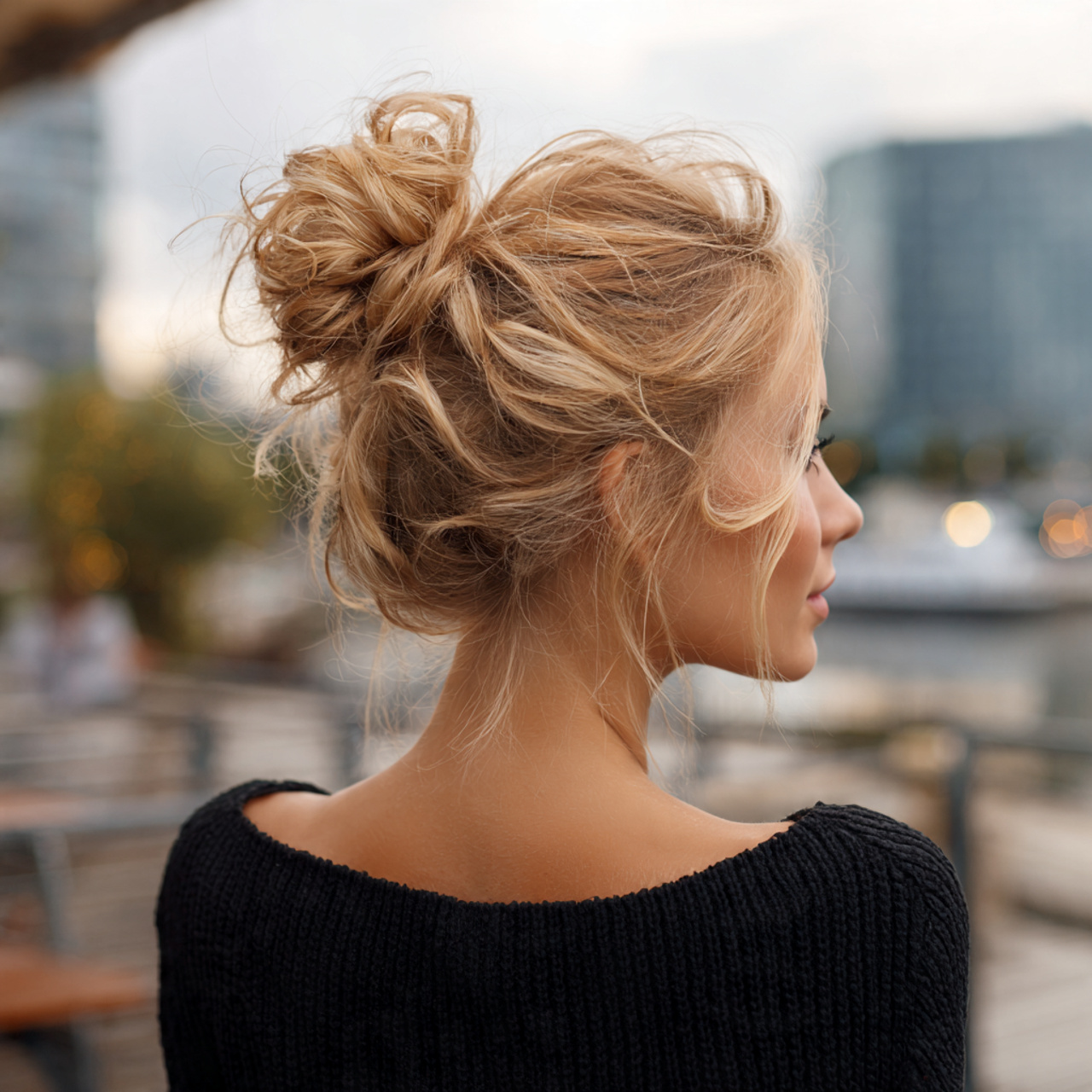 an attractive woman having hairstyle updo easy loo