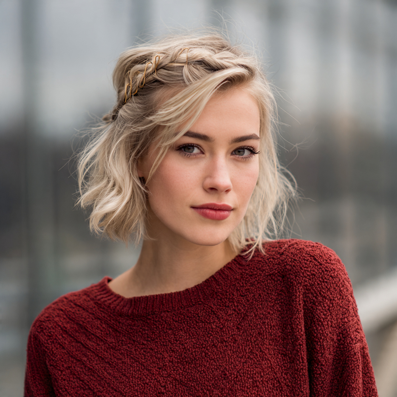 an attractive woman having half up mini clip style