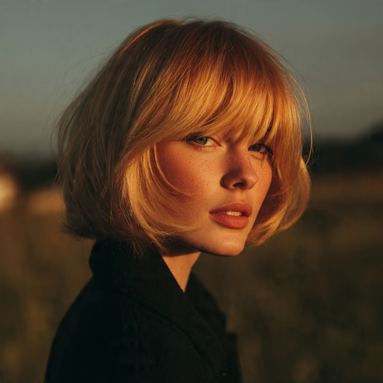 an attractive woman having hush cut hair with face