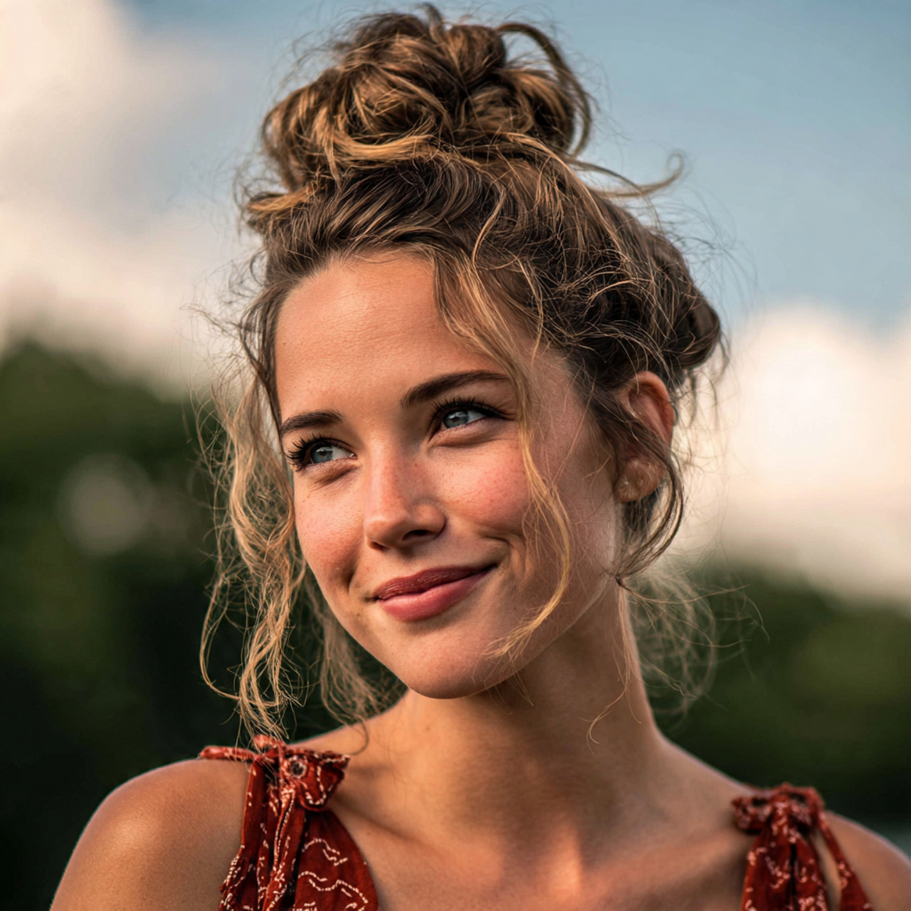 Hairstyles To Keep Hair Out Of Your Face: Easy Hairstyles for Everyday Comfort 8 an attractive woman having messy top bun hairstyle