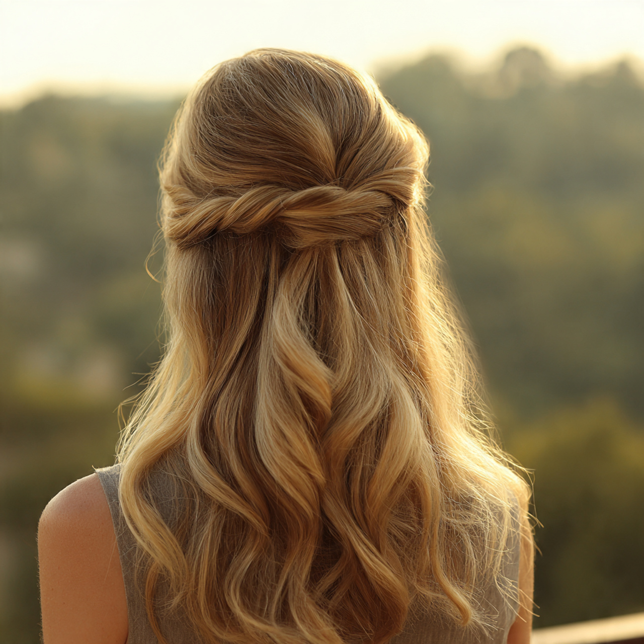 an attractive woman having quick and easy half up 1