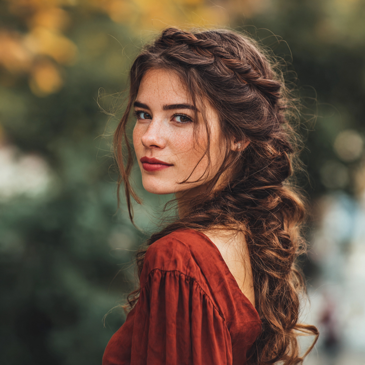 an attractive woman having quick easy braided crow