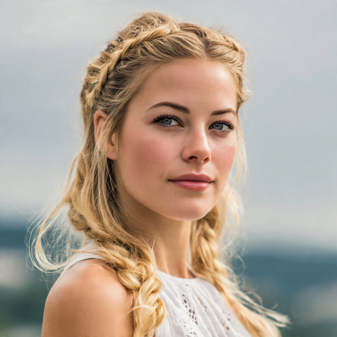 an attractive woman having quick easy braided head