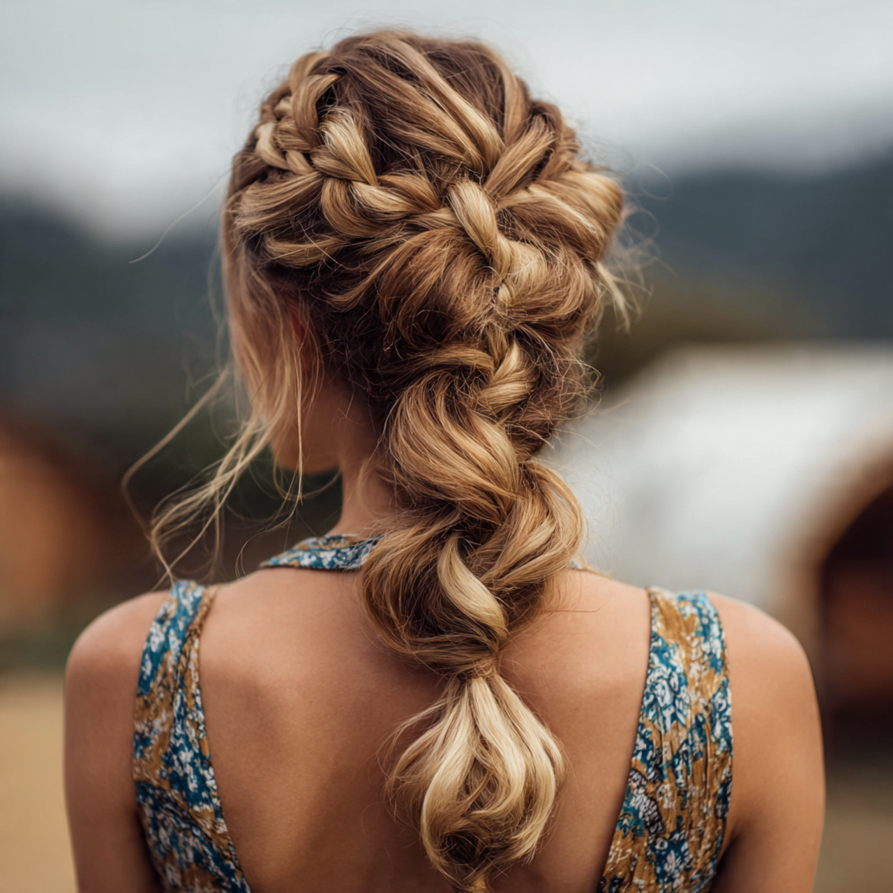 an attractive woman having quick easy low braided