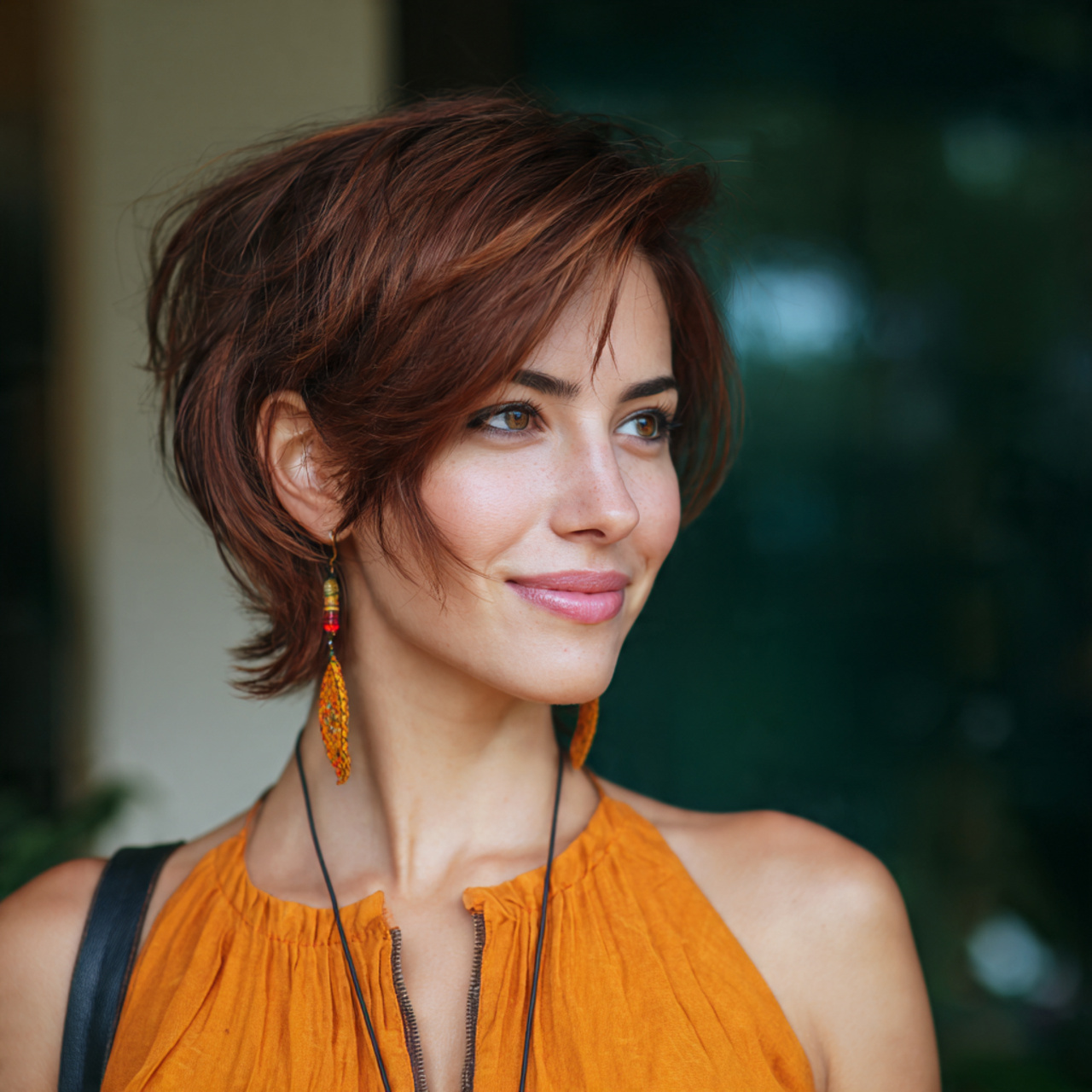 an attractive woman having quick easy pinned back