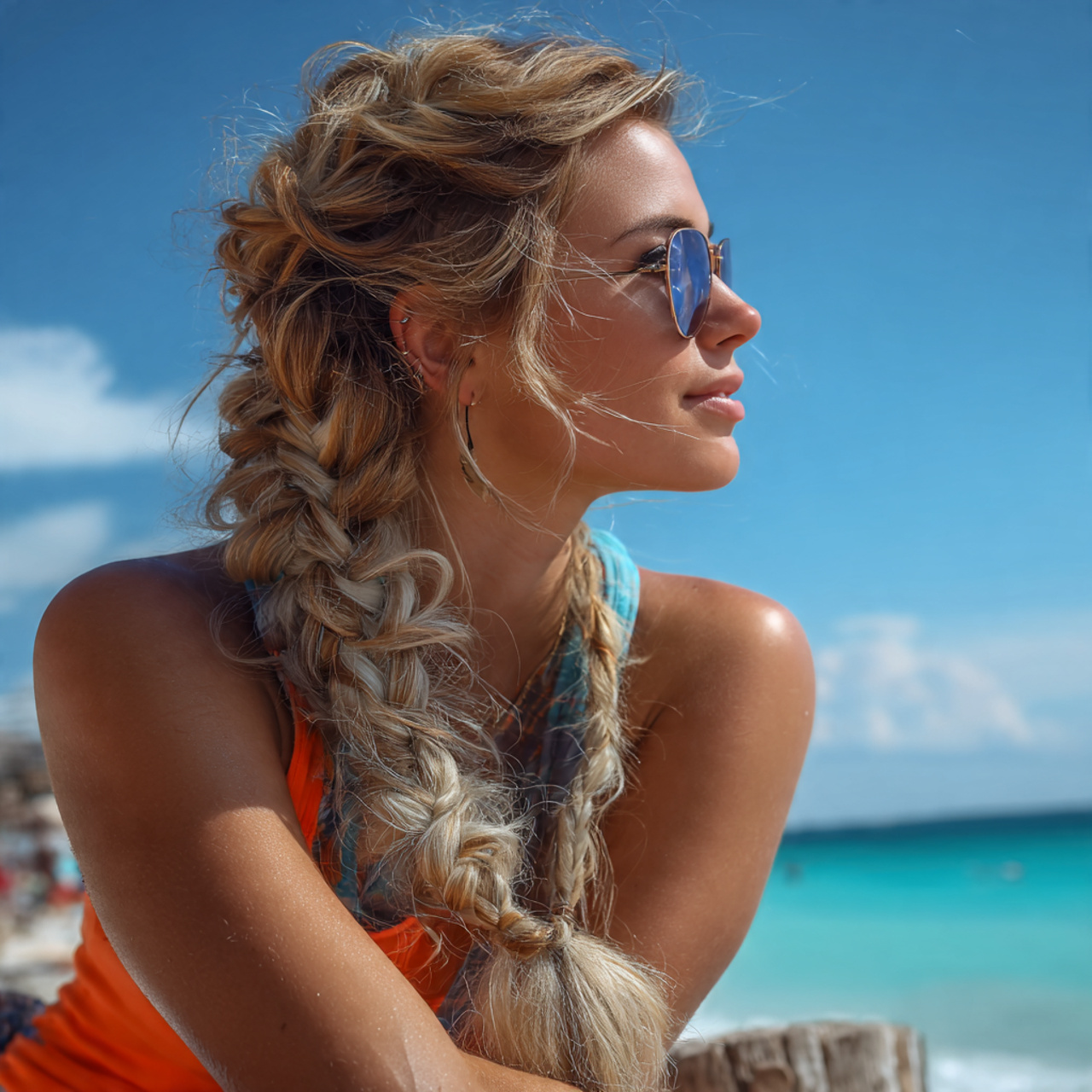 an attractive woman having relaxed fishtail braid