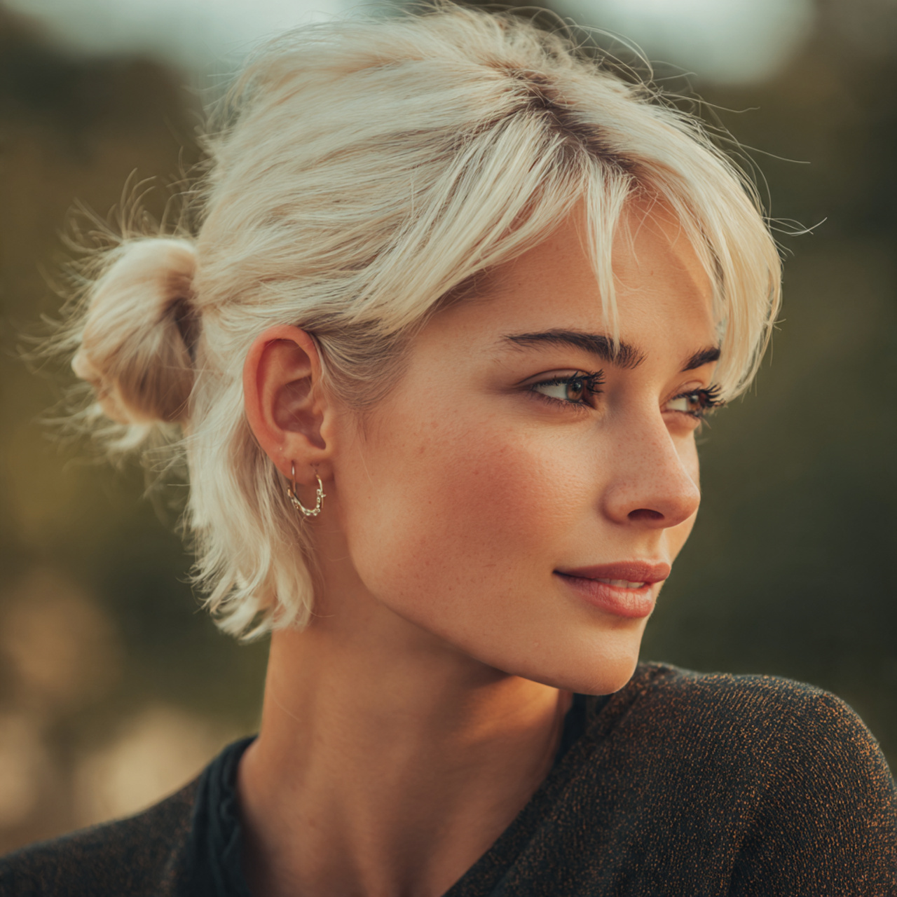 an attractive woman having short bubble ponytail s