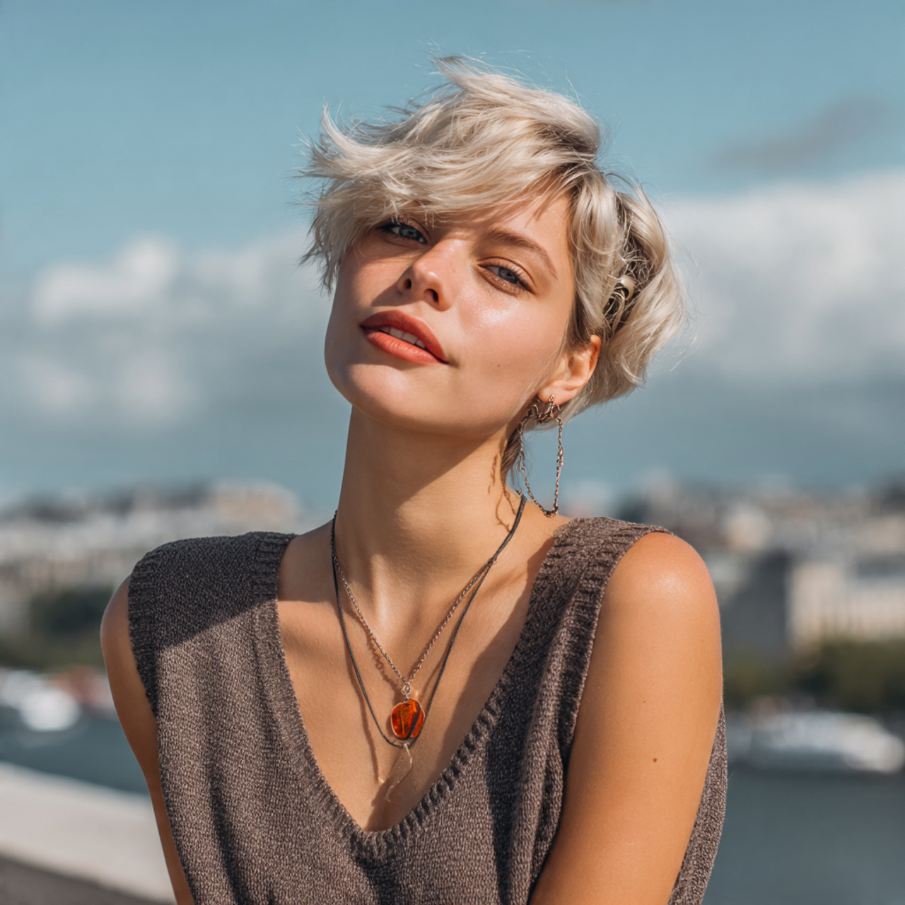 an attractive woman having short claw clip twist s