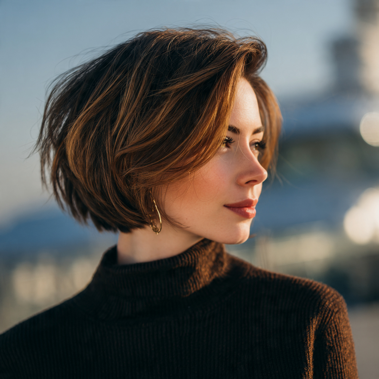 an attractive woman having side parted short hair