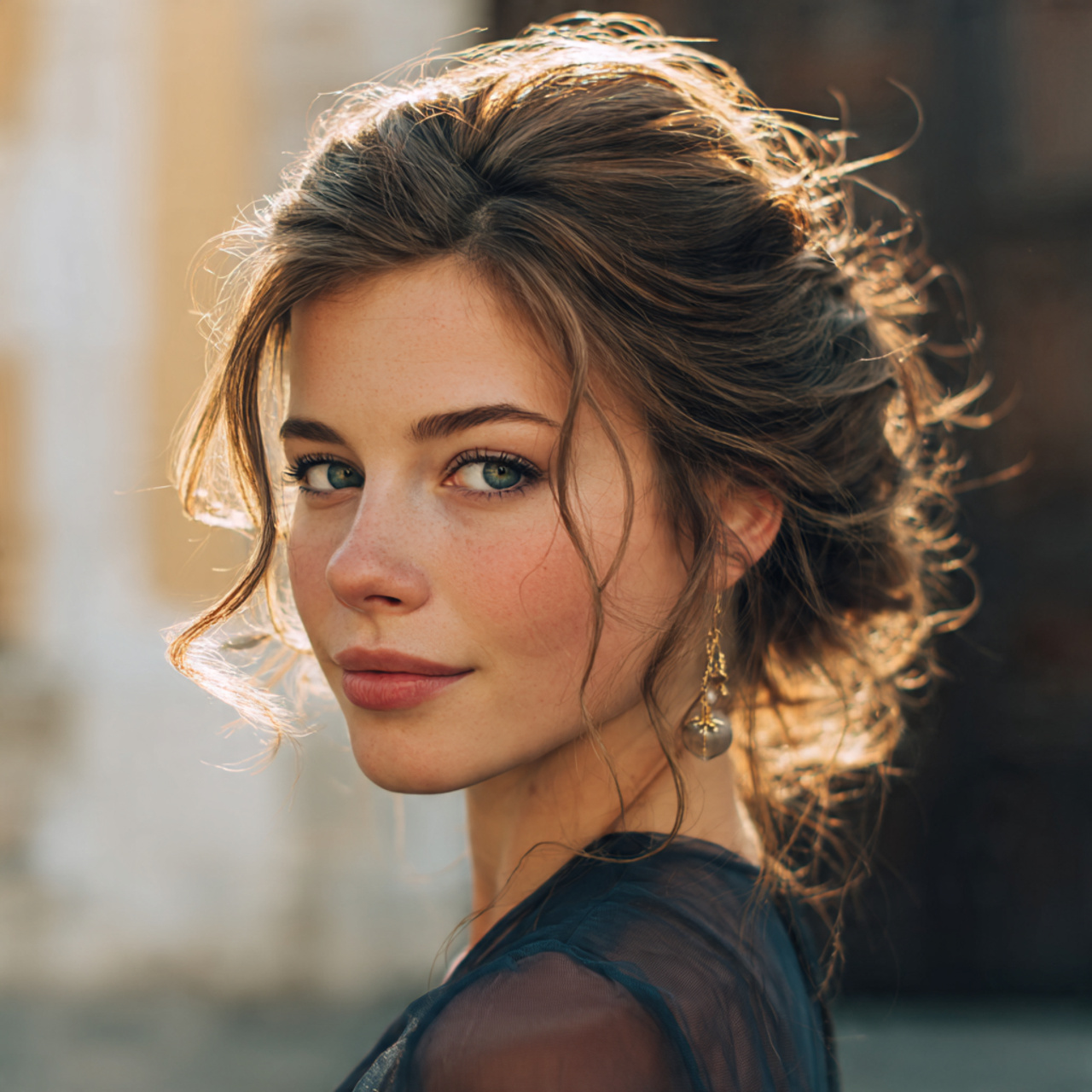 an attractive woman having side swept updo easy up