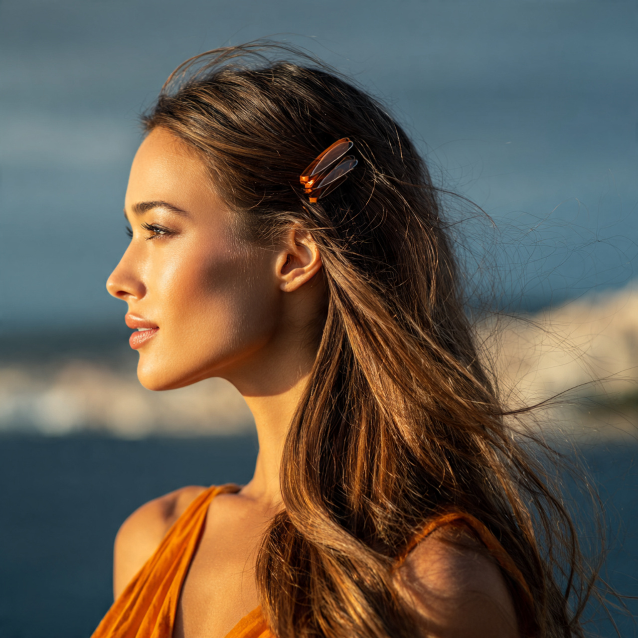 an attractive woman having simple straight hair wi