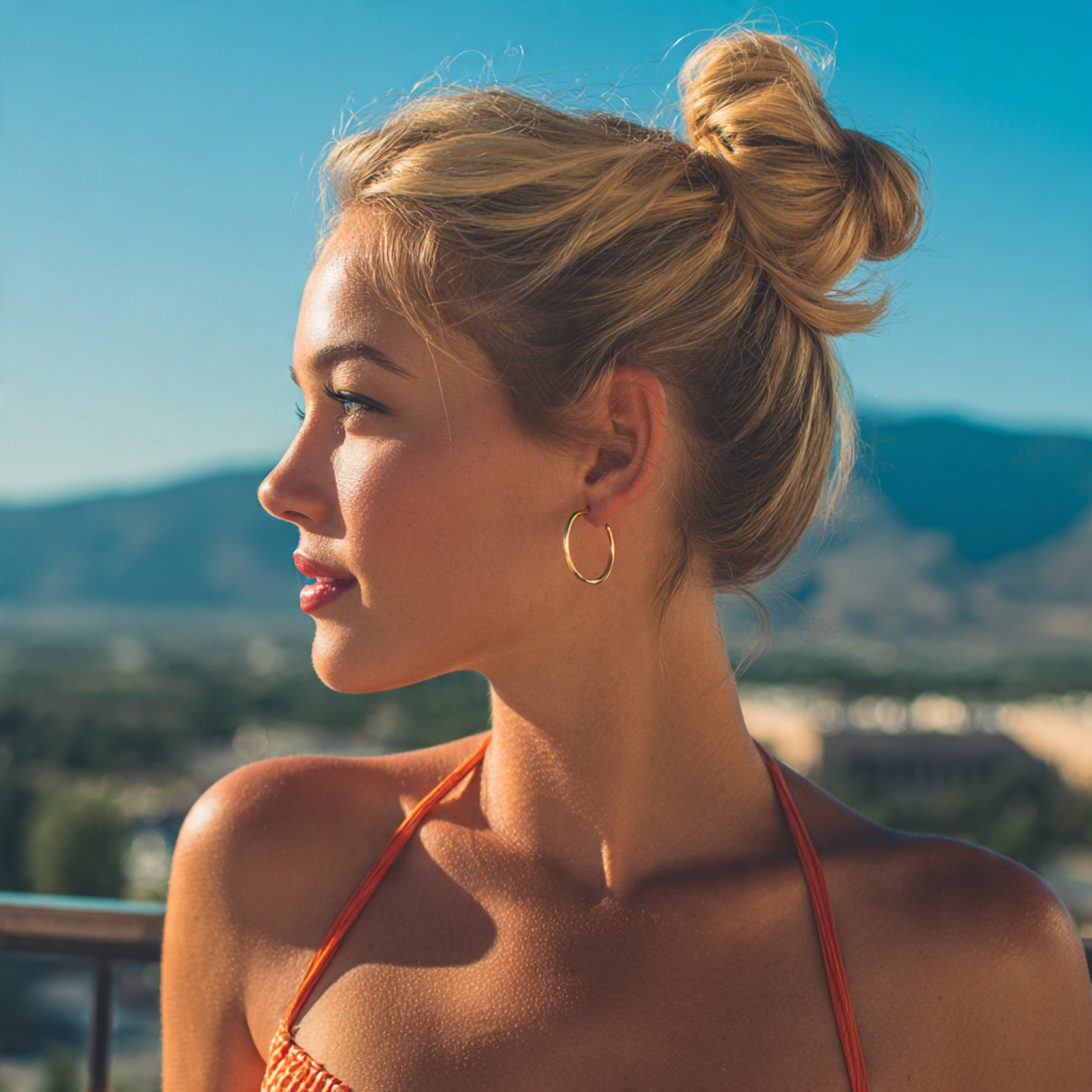 an attractive woman having simple twisted bun hair