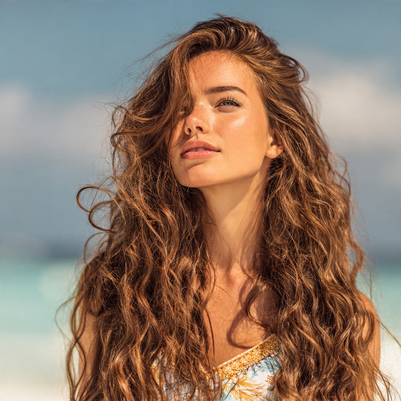 an attractive woman having soft loose beach waves