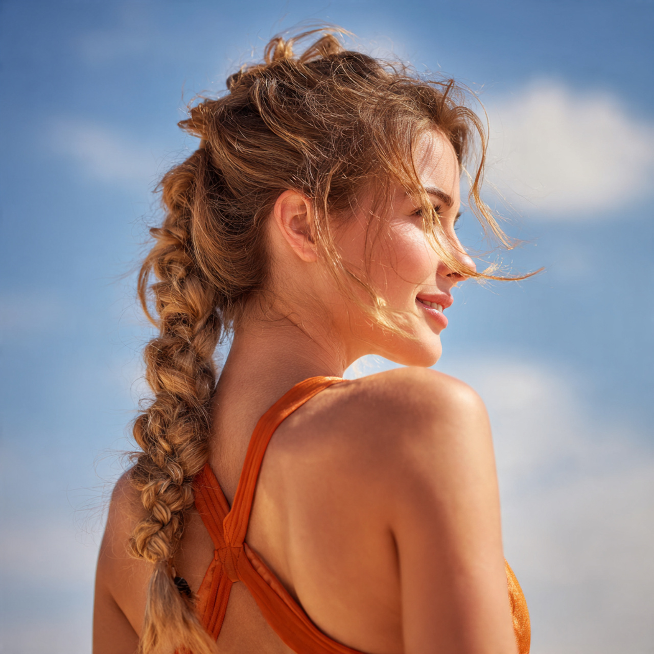 an attractive woman having soft rope braid hairsty