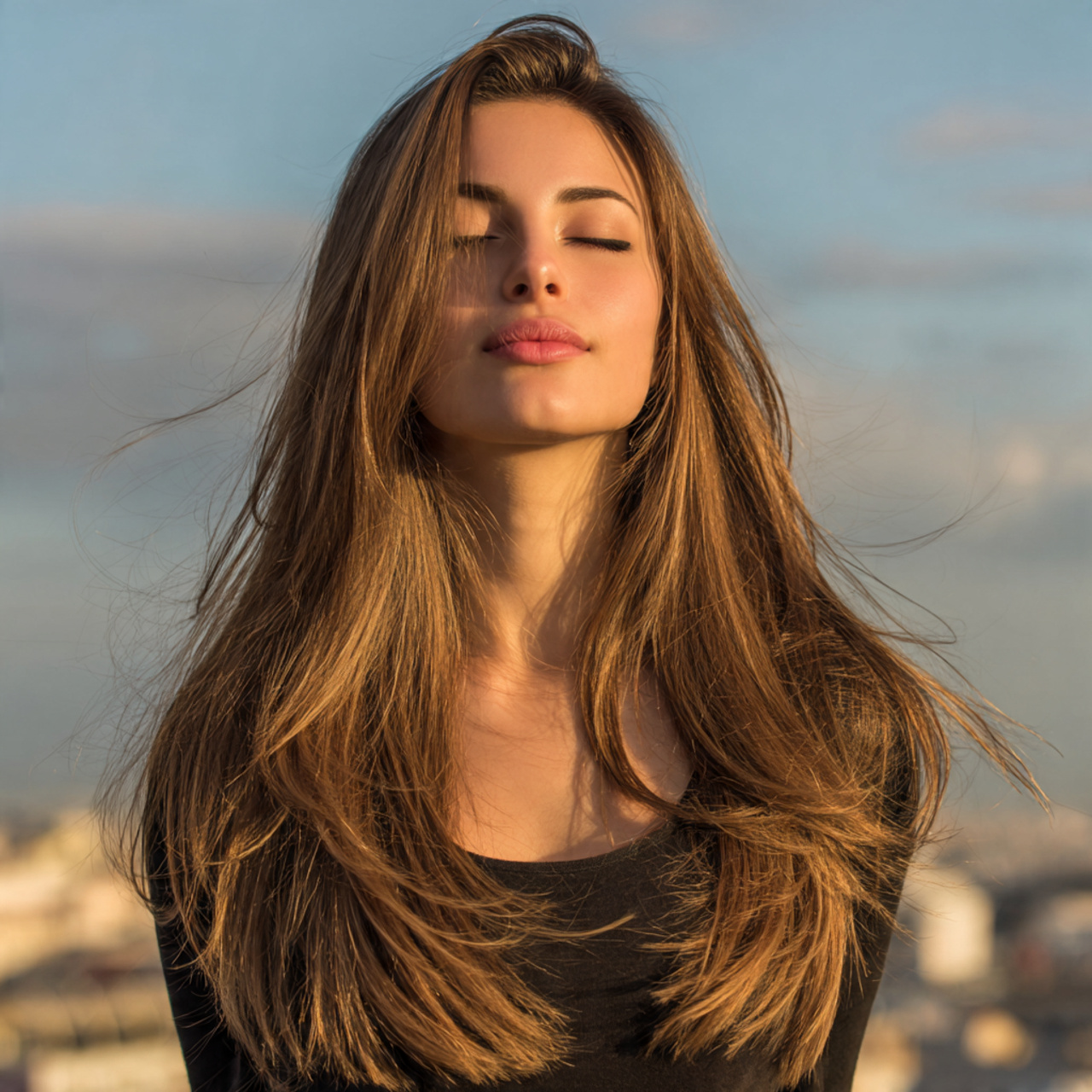 an attractive woman having straight hair with flip
