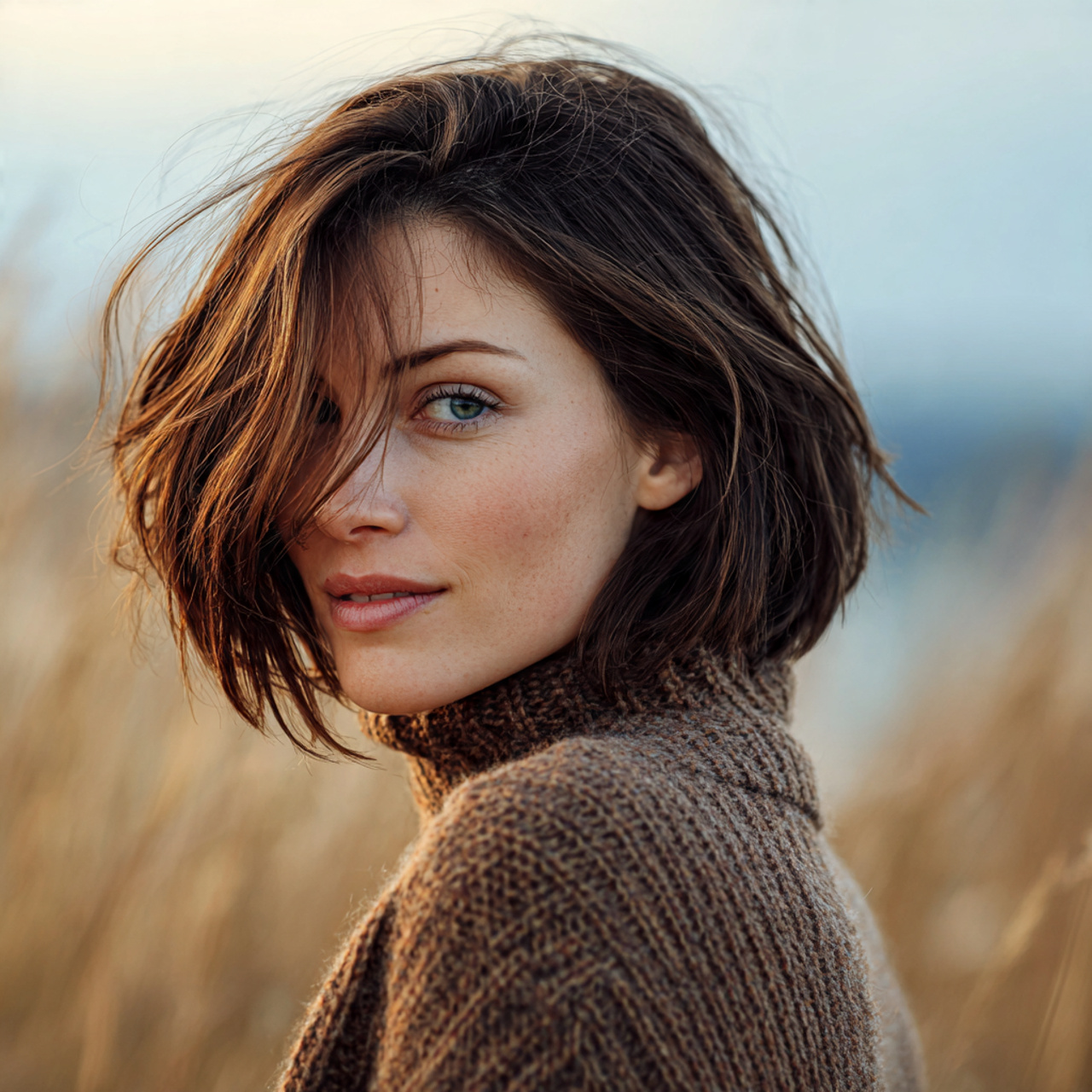 an attractive woman having textured hush cut hair