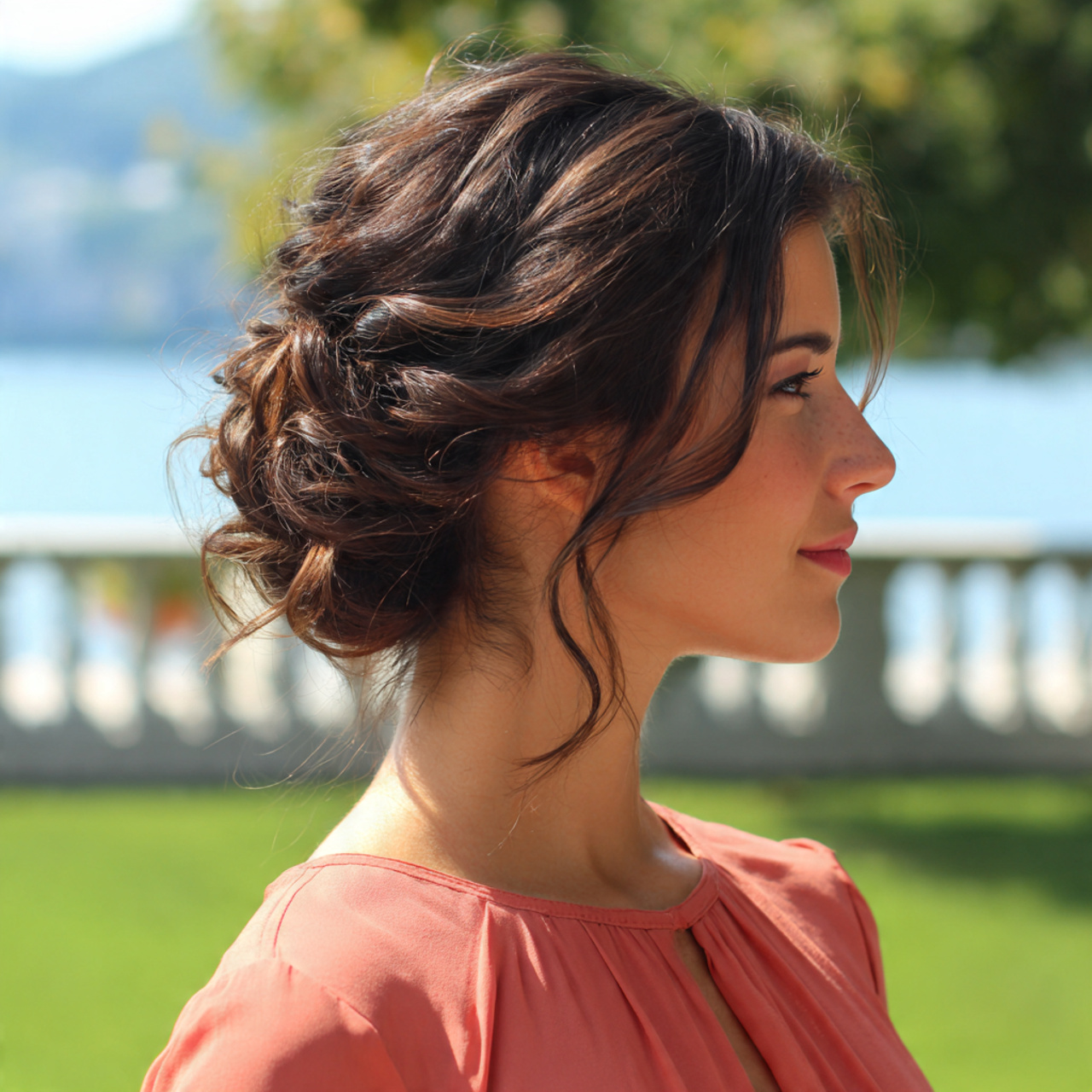 an attractive woman having wavy pinned updo easy u