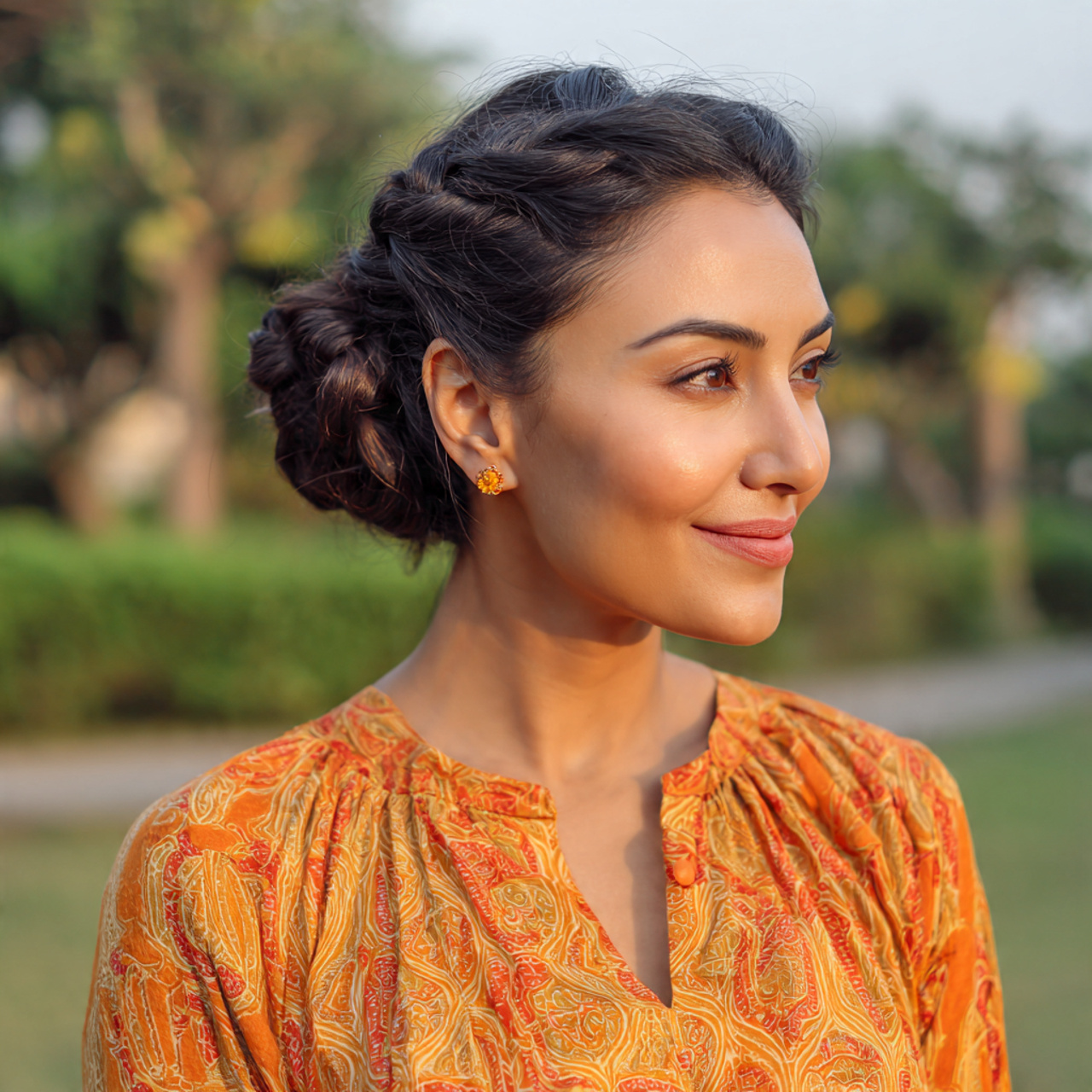 Easy Hairstyles On Kurti That Look Effortless and Beautiful 8 an attractive woman in kurti having easy low side