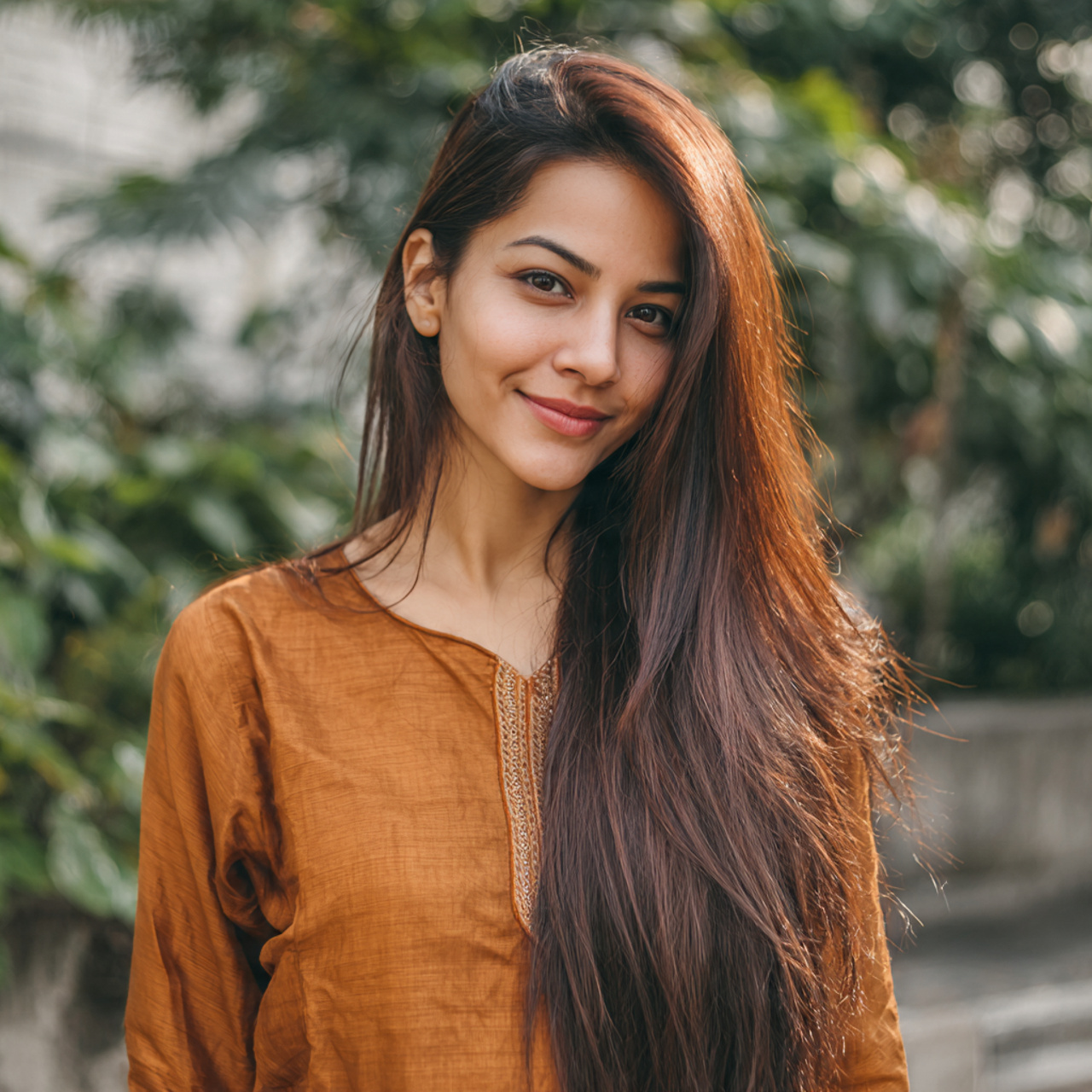 Easy Hairstyles On Kurti That Look Effortless and Beautiful 9 an attractive woman in kurti having easy straight