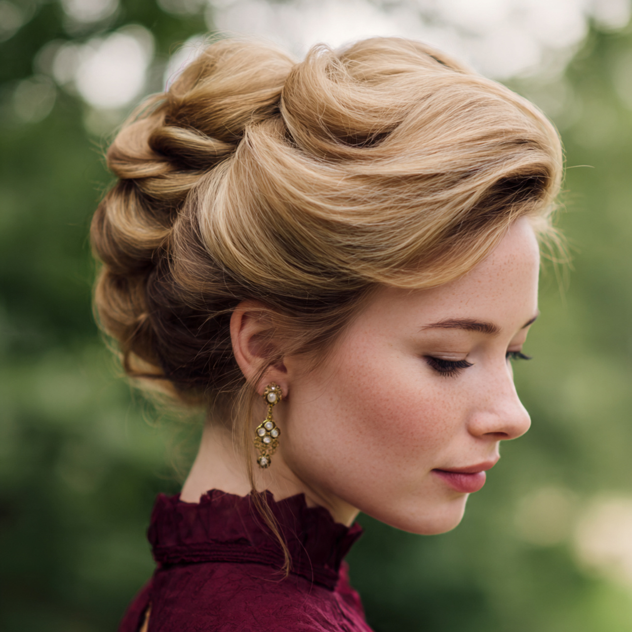 an attractive women having classic folded updo hai