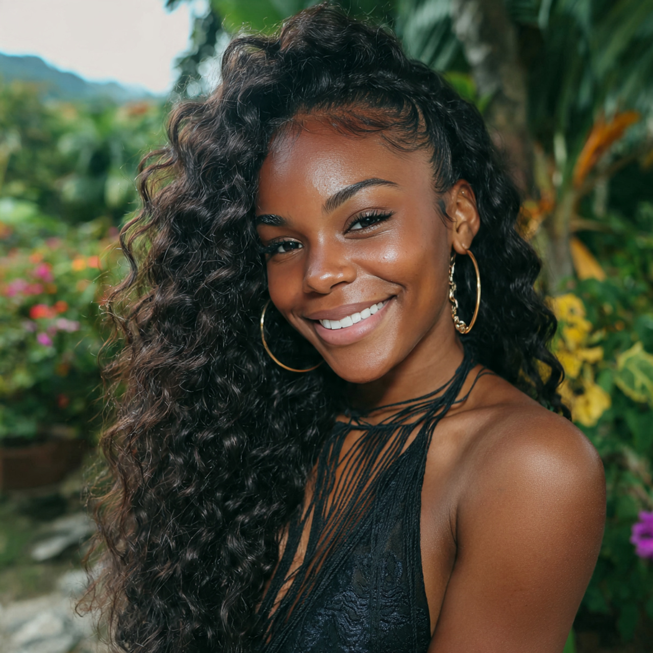 an attractive women having easy deep wave side swe