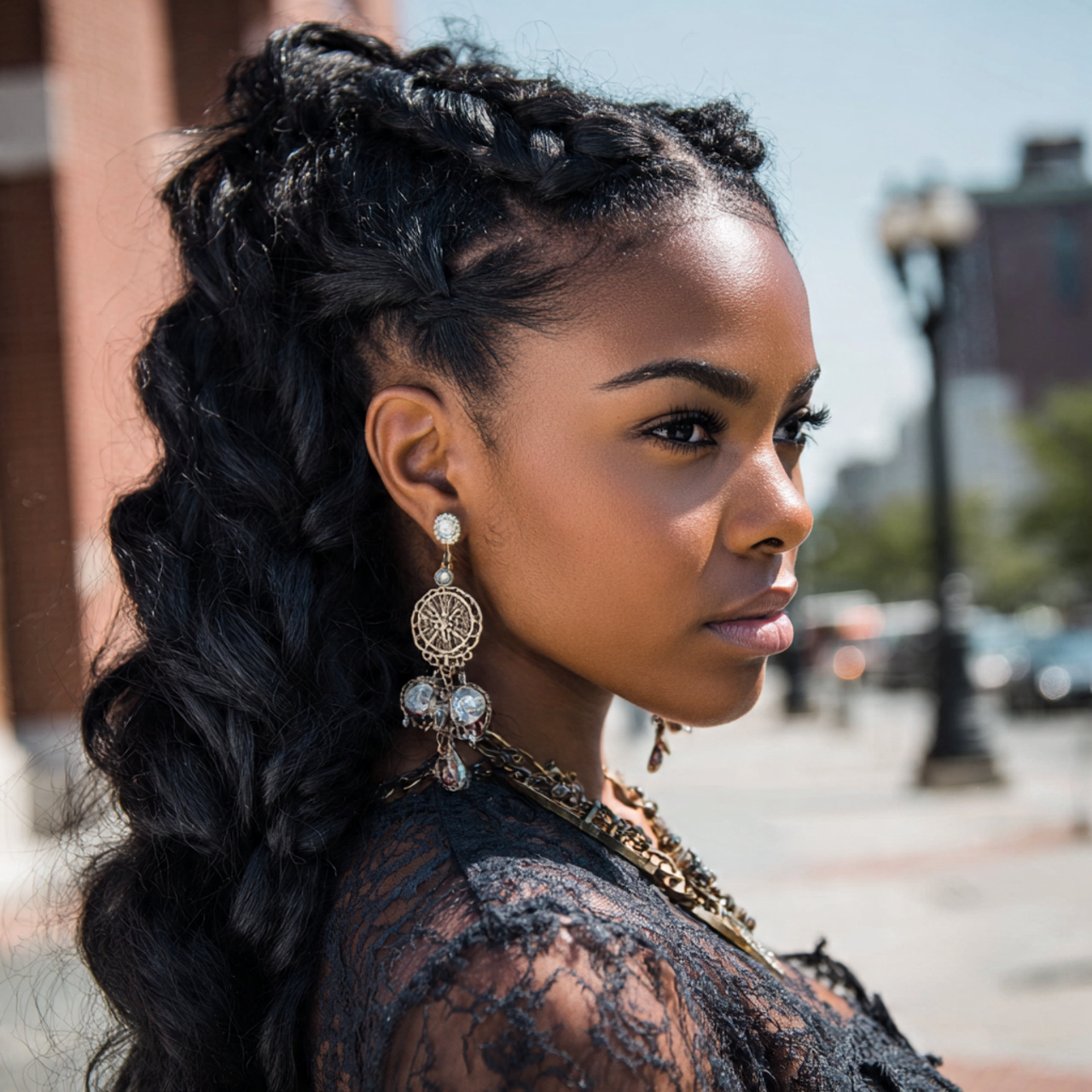 an attractive women having easy half up half down 1 1