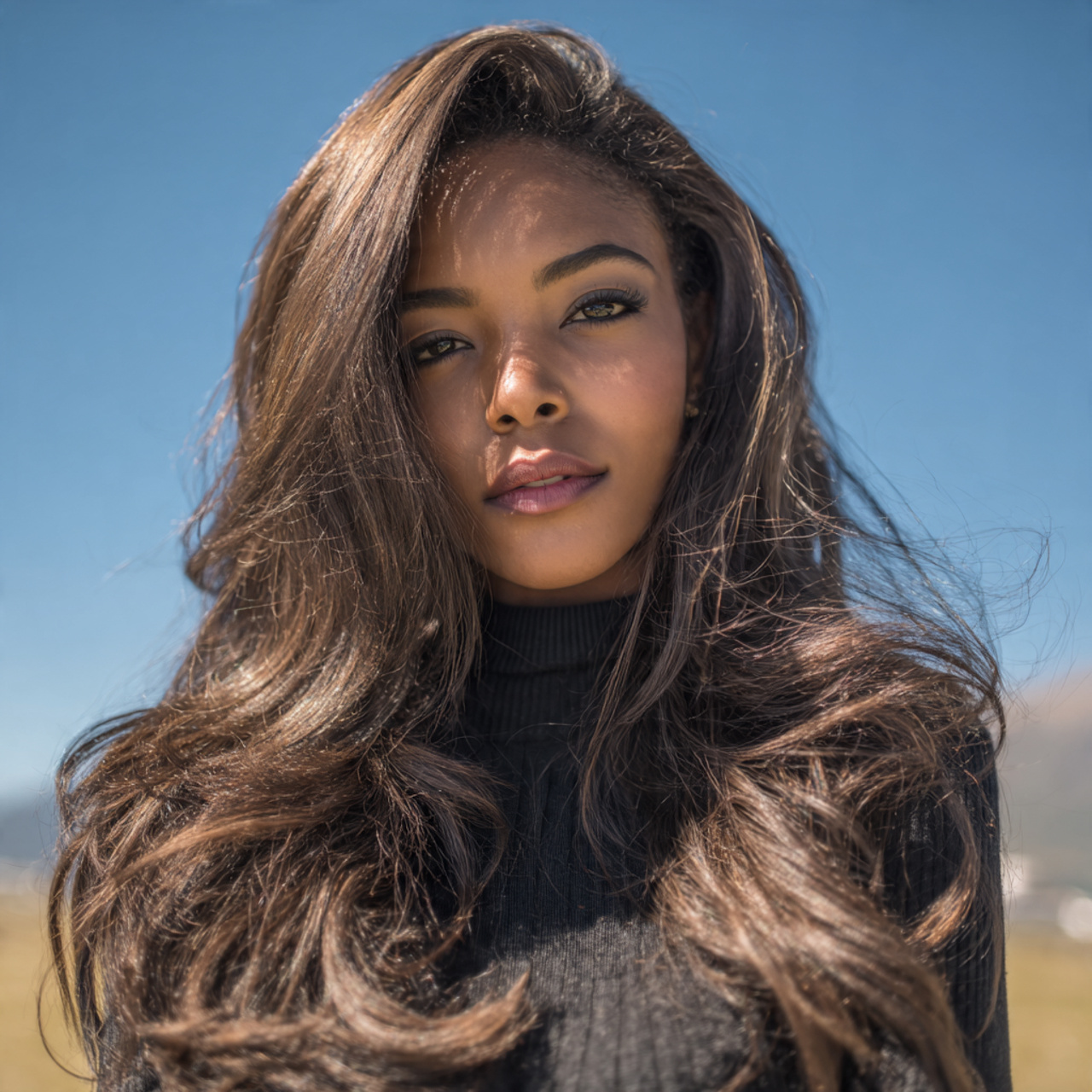 an attractive women having easy layered weave with