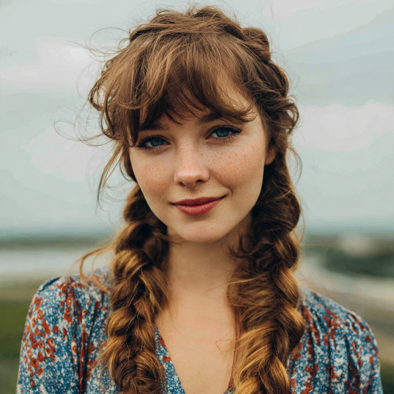 Easy Hairstyles With Bangs: 14 Simple and Stylish Looks for Everyday Hair 10 an attractive women having easy loose braid with n