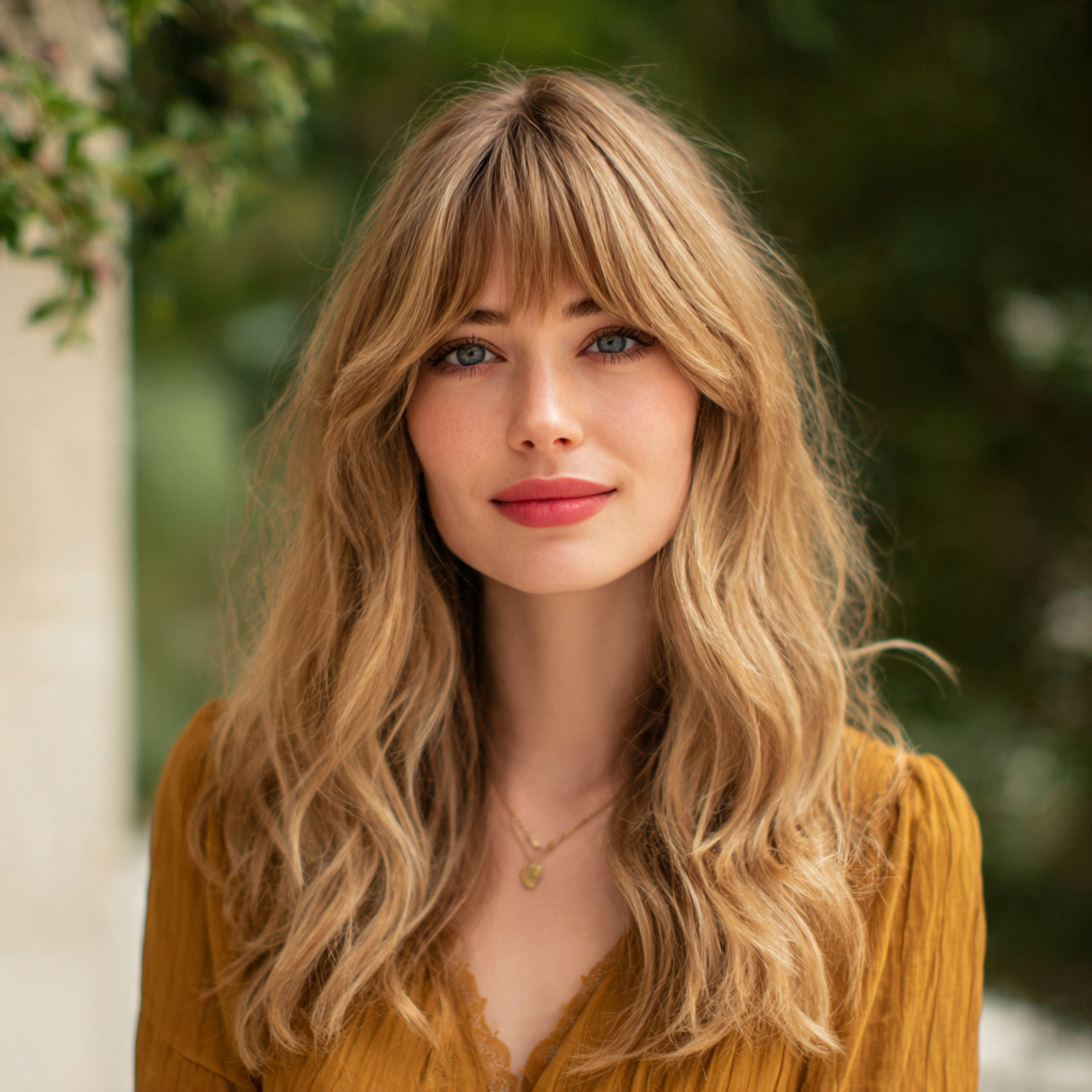 Easy Hairstyles With Bangs: 14 Simple and Stylish Looks for Everyday Hair 5 an attractive women having easy loose waves with l