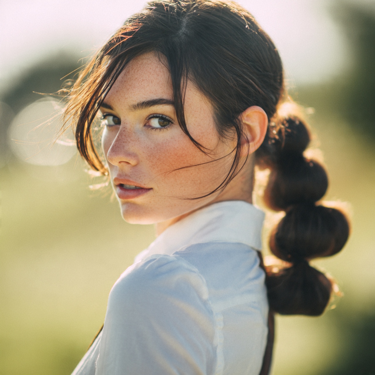 an attractive women having easy pretty bubble pony