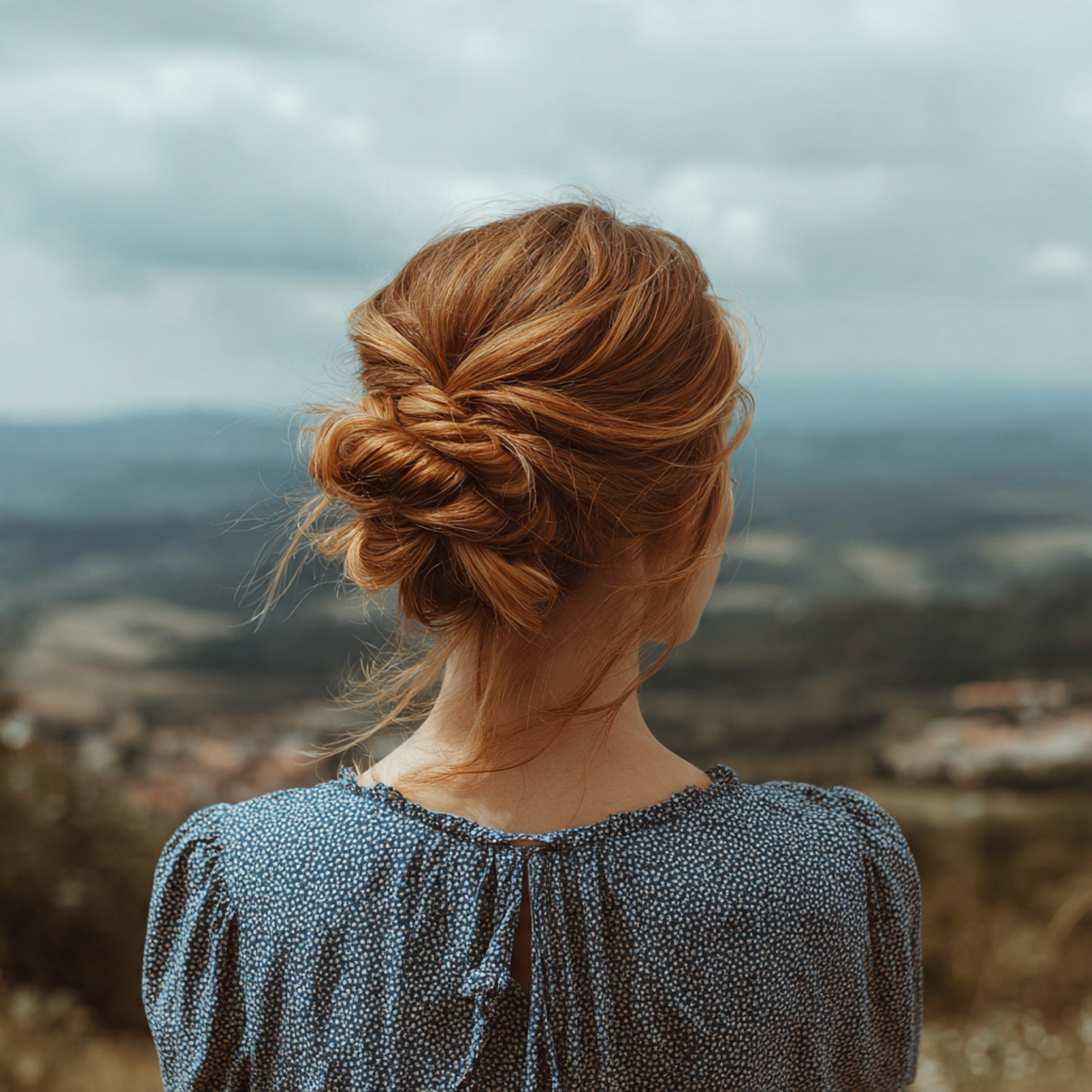 an attractive women having easy pretty low braided