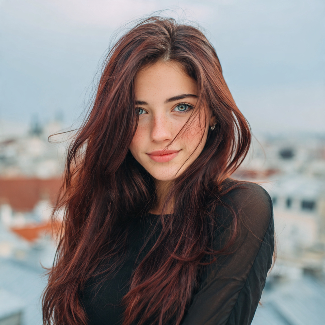 an attractive women having easy pretty sleek strai