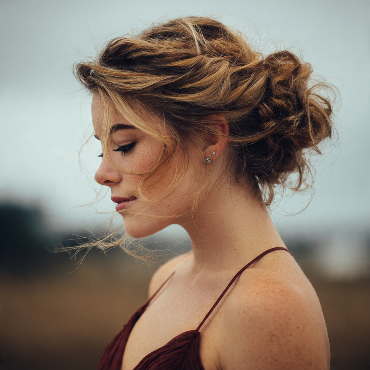 an attractive women having easy prom messy